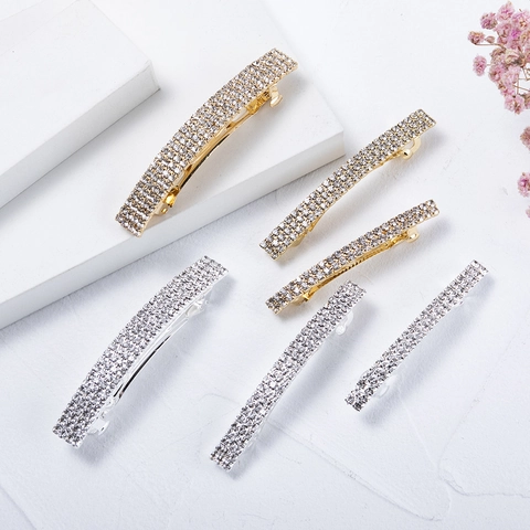 Fermaglio per Capelli in Lega con Strass Stile Coreano per Donna Galvanizzato Oro Argento Rettangolare Accessori per Capelli Geometrici