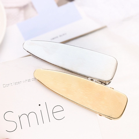 Minimalist Alloy Hair Clips Elegant Brushed Metal Duckbill Barrette Gold Silver Geometric Hair Accessories For Women Daily Office