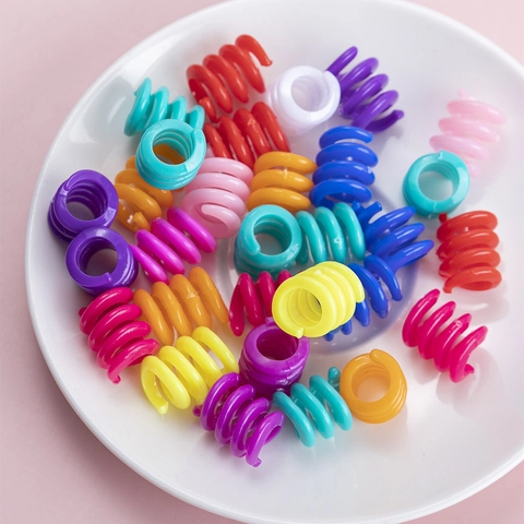 Bunte Kunststoff Spiral Haarringe Für Afrikanische Zöpfe Mehrfarbige Perlen Mit Großem Loch Haarschmuck Zubehör Für Damen Mode Ornamente