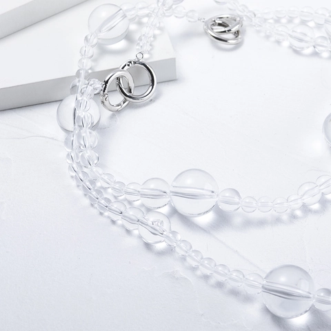 Einfache Koreanische Art Transparente Acryl Perlenkette Mit Silberner Legierung Ringverschluss Für Frauen Täglich Büro Schmuck