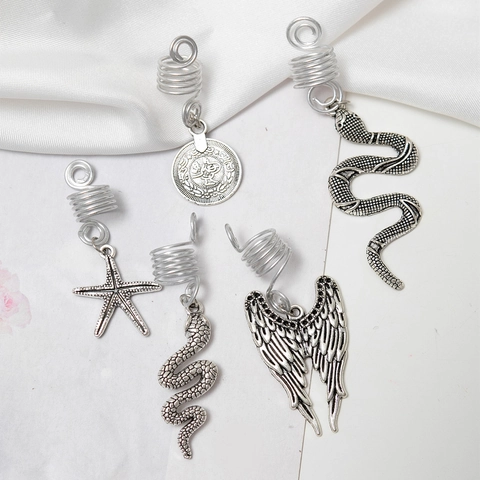 Anneaux de Cheveux Dreadlock Spirale Ethnique Rétro Alliage Or Argent Pendentifs Métal Pinces Bijoux Cheveux Femmes