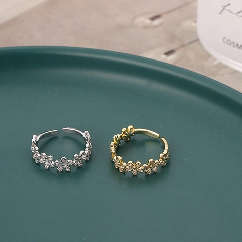 Anello Aperto in Zirconia a Forma di Fiore in Stile Coreano per Donna Anello Regolabile in Rame Placcato Oro Argento Gioielli di Moda