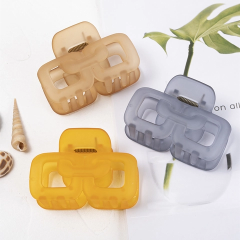 Pinza per Capelli Quadrata Opaca con Griglia Forata per Donna Grande Fermaglio Geometrico in Resina Accessorio per Capelli Elegante