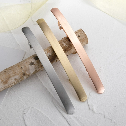 Korean Minimalist Zinc Alloy Spring Hair Clip Brushed Rectangular Ponytail Barrette For Women Daily Hair Accessories