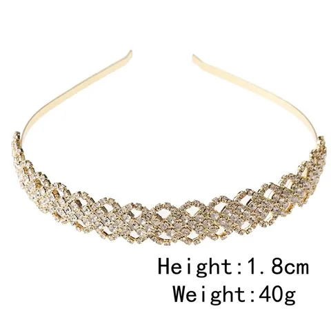 Bridal Rhinestone Headband Elegant Metal Flower Double Layer Hair Hoop Shiny Crystal Wave Headpiece For Wedding Party Women Jewelry