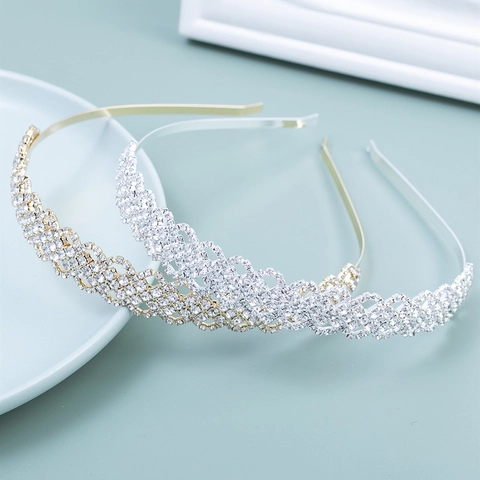 Elegante Cerchietto da Sposa con Strass Tiara in Metallo a Grata Cava per Matrimonio Festa Donna Ragazza Gioielli per Capelli