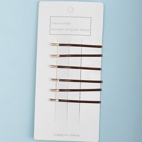 Pinzas para el Cabello Minimalistas de Metal Esmaltado para Mujer Horquillas de Goteo de Aceite Color Sólido Negro Marrón Pinzas para Flequillo