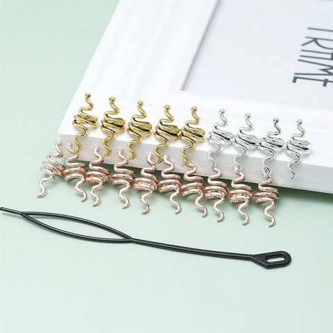 Hiphop Alloy Spiral Snake Dreadlock Hair Beads Butterfly Pendant Hair Rings For Women Girls Braid Hair Accessories Jewelry