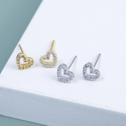 Minimalistische Herz Ohrstecker Legierung Strass Eingelegt Schmuck Für Damen Mit Silber Ohrringpfosten Alltagsaccessoires