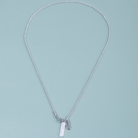 Minimalistische Roestvrijstalen Dubbele Laag Asymmetrische Rechthoekige Plaat Letter FILLETTE Hanger Ketting Hip Hop Sieraden Voor Dames Heren