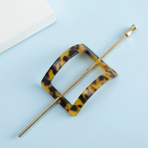Bastoncino per Capelli Vintage in Acetato Tartarugato Con Perno in Metallo Forcina Geometrica Minimalista Donna Accessori Coreani