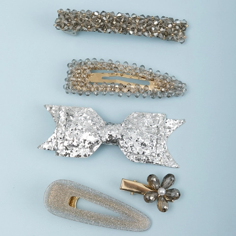 Eleganter Legierung Haarspangen Set Künstliche Perle Schleife Blume Strass Entenschnabel Clip Verschiedene Stile Damen Haarschmuck