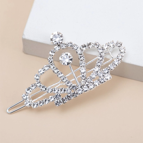 Elegante Fermaglio per Capelli a Corona con Strass in Lega di Zinco Brillante Clip Laterale da Principessa per Donna Gioielli per Capelli da Sposa