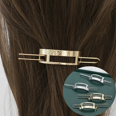 Elegant Alloy Hair Stick For Women Retro Minimalist U-Shaped Hair Fork Hairpin Brushed Polished Gold Silver Hair Accessory