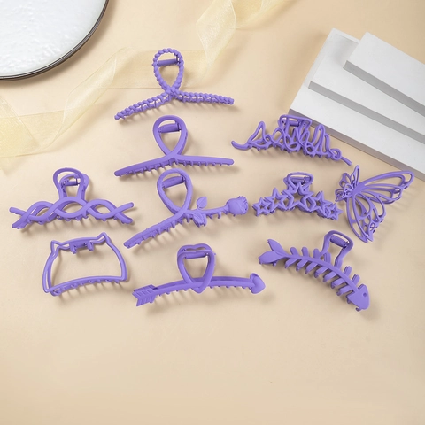 Moda Viola Opaco Plastica Molletta per Capelli Semplice Farfalla Rosa Cuore Geometrico Grandi Fermagli per Capelli da Donna Accessori per Capelli