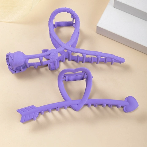 Moda Viola Opaco Plastica Molletta per Capelli Semplice Farfalla Rosa Cuore Geometrico Grandi Fermagli per Capelli da Donna Accessori per Capelli