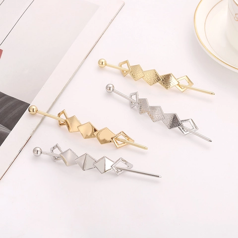 Bastoncino per Capelli in Metallo Rombo Geometrico Minimalista Forcina in Lega Vintage Oro Argento Gioielli Donna