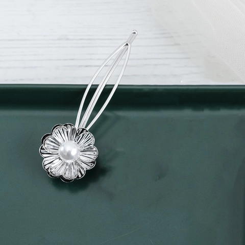 Fermaglio per Capelli a Fiore in Metallo Retrò per Donna Elegante Lega di Zinco Perla Artificiale Oro Argento Gioielli per Capelli