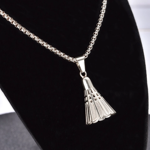 Collana con Pendente a Volano in Lega di Acciaio Inossidabile per Uomo Donna Gioielli Hip Hop Sportivi 3D Tonalità Argento Regalo