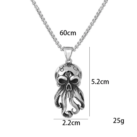 Gothische Punk Schedel Octopus Hanger Ketting Roestvrij Staal Retro Distressed Cthulhu Stijl Sieraden Voor Uniseks Dagelijks Feest Accessoire