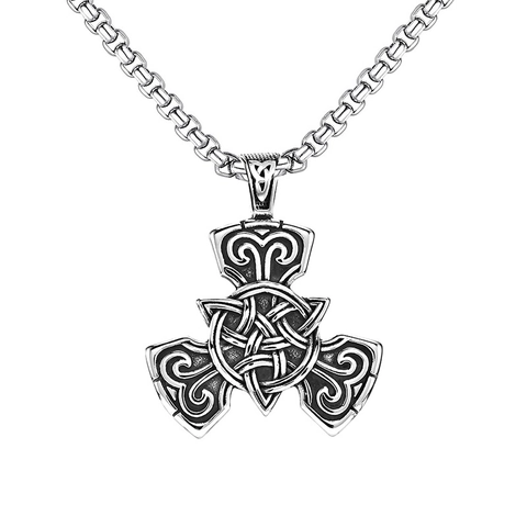 Vintage Titanium Steel Alloy Celtic Knot Pendant Necklace For Men Viking Dragon Wolf Guitar Anchor Cross Jewelry Gift