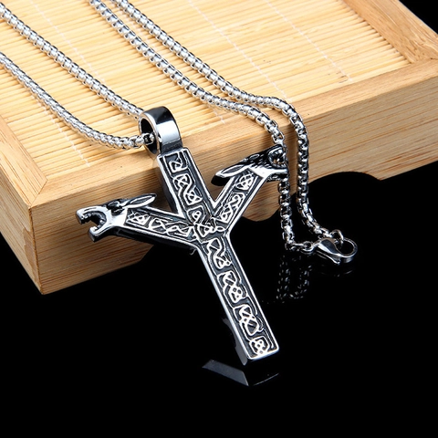 Viking Wolf Head Compass Hannya Buddha Pendant Necklace For Men Retro Stainless Steel Box Chain Alloy Hip Hop Punk Jewelry
