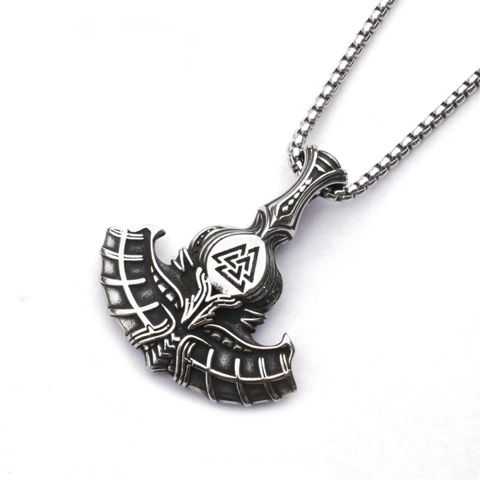 Viking Thor Hammer Axe Pendant Necklace Stainless Steel Mjolnir Valknut Jewelry For Men Norse Mythology Accessories