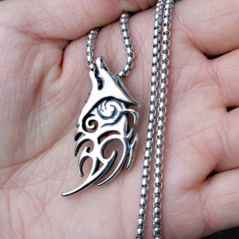 Wikinger Wolfskopf Anhänger Halskette Edelstahl Nordisch Tribal Hohl Punk Vintage Schmuck Für Herren Damen Täglich Accessoire
