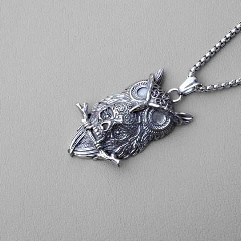 Vintage Punk Gothic Edelstahl Eule Totenkopf Wolf Löwe Anhänger Halskette Retro Titan Stahl Schmuck Für Herren Damen