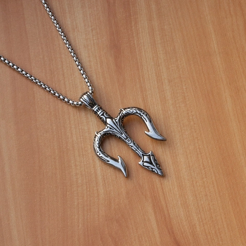 Vintage Gothic Dreizack Wolfskopf Anhänger Halskette Mit Edelstahl Boxkette Legierung Totenkopf Löwe Rose Kreuz Schmuck Für Herren Damen