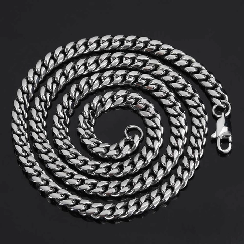 Hip Hop Stainless Steel Cuban Link Necklace For Men Gold Silver Plated Curb Chain Fashion Jewelry Accessory Gift