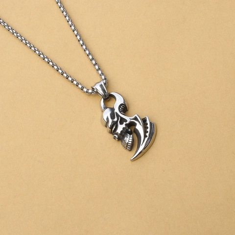 Vintage Stainless Steel Skull Wolf Head Pendant Necklace For Men Gothic Punk Alloy Animal Cross Anchor Box Chain Jewelry