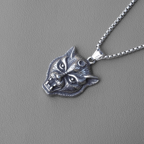 Hip Hop Stainless Steel Box Chain Necklace With Alloy Animal Wolf Skull Cross Anchor Pendant For Men Vintage Punk Gothic Jewelry