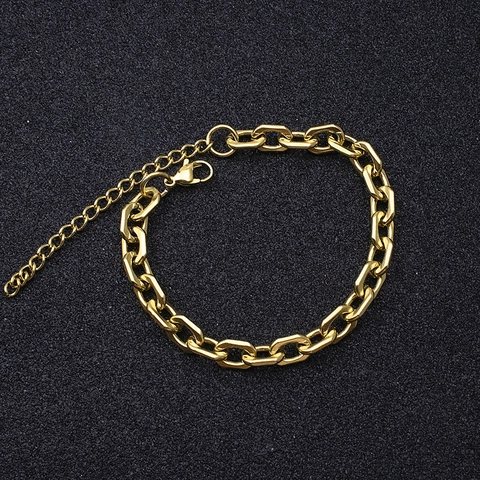 Minimalist Stainless Steel Gold Plated Cuban Link Bracelet For Unisex Adjustable Extension Chain Fashion Jewelry Anklet Accessory