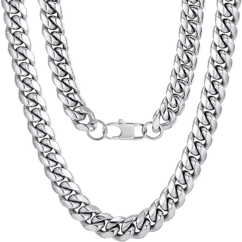Hip Hop Cuban Link Chain Necklace High Polish Stainless Steel Chunky Curb Chain For Men Women Street Style Jewelry Gift