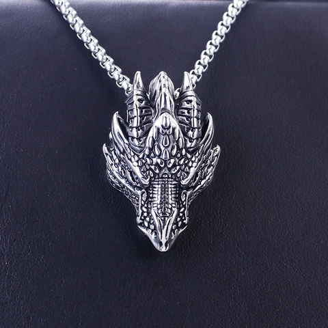 Stainless Steel Byzantine Chain Cross Pendant Necklace For Men Vintage Punk Hip Hop Dragon Head Lion Wolf Hammer Medusa Jewelry