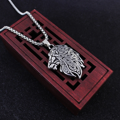 Collana da Uomo Vintage in Acciaio Inossidabile Con Pendenti Leone Lupo e Croce Stile Gothic Punk Catena Resistente per Gioielli Hip Hop