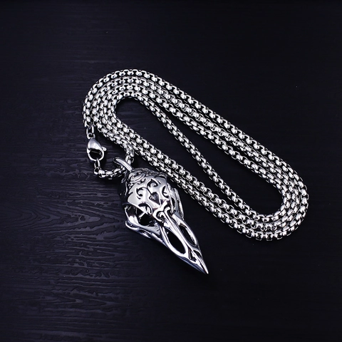 Gothic Punk Vogel Schädel Edelstahl Anhänger Halskette Vintage Wikinger Kreuz Spinne Axt Tier Schmuck Für Herren Damen