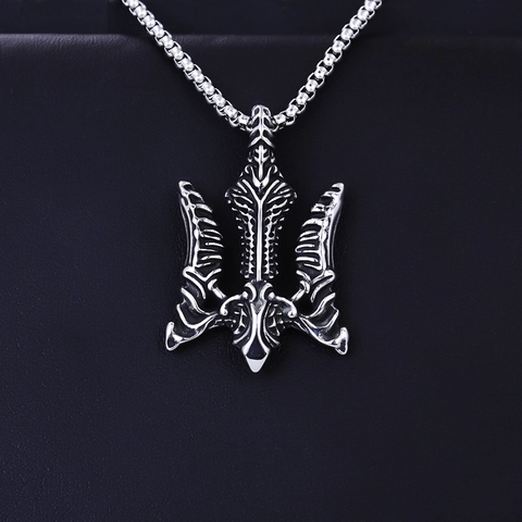 Collana con Ciondolo a Tridente Vichingo in Acciaio Inossidabile Stile Gotico Punk Pirata Nordico Gioielli Mitologici per Uomo