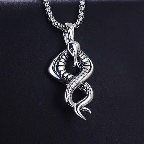 Collana Con Pendente a Croce di Serpente in Acciaio Inossidabile Punk Vintage per Uomo Gioielli con Ciondolo in Lega Gotica Catena a Box