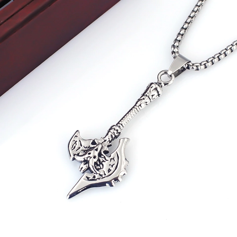 Vintage Stainless Steel Axe Skull Cross Pendant Necklace Punk Gothic Hip Hop Viking Jewelry For Men Boys Gift Accessory
