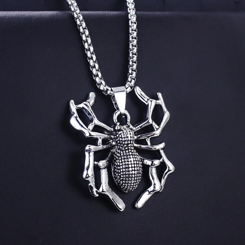 Vintage Punk Gothic Stainless Steel Pendant Necklace With Spider Skull And Cross Motifs For Men And Women Daily Fashion Jewelry