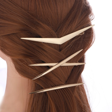 Juego de Pinzas para el Pelo Geométricas de Aleación Dorada Minimalista Forma de V Cruz Horquillas para Mujer Accesorios