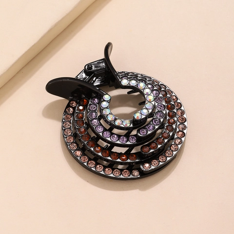 Vintage Bird Nest Hair Claw Clip Multi Color Rhinestones Round Ponytail Holder For Women Daily Party Hair Accessories
