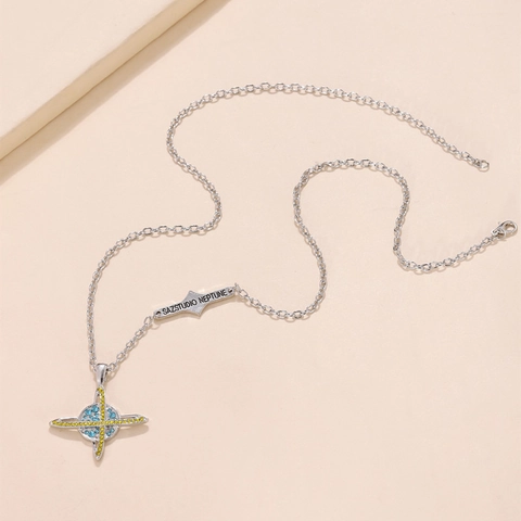 Collana Planet Hip Hop di Moda in Lega con Strass Orb Forma di Saturno Ciondolo Catena Gioielli per Uomo Donna Accessori Streetwear