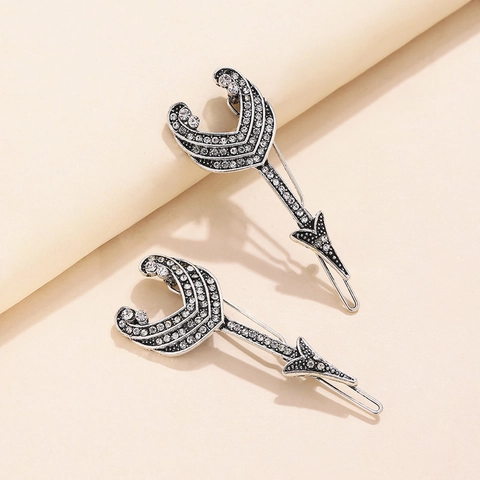 Vintage Alloy Rhinestone Hair Clips For Women Geometric Arrow Round Shape Metal Hairpins Retro Hair Accessories