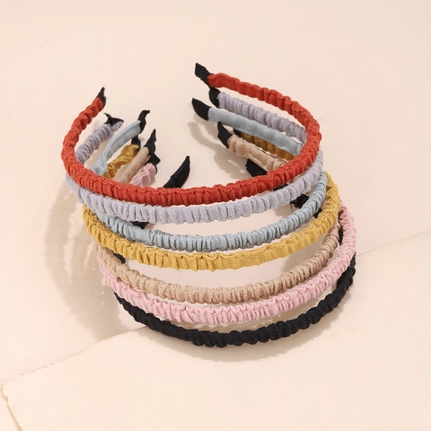 Korean Style Pleated Ruched Fabric Wrapped Headband Simple Plastic Core Solid Color Hair Hoop Fashion Hair Accessories For Women Daily Headwear