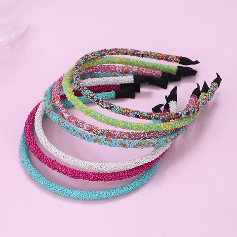 Cerchietto con Paillettes Luccicanti alla Moda Coreana Fascia per Capelli con Particelle Multicolore Sottile in Plastica Resina da Donna