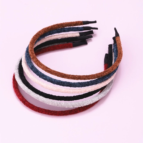 Diadema de Felpa de Moda Coreana para Mujer Antideslizante de Chenilla Color Sólido Minimalista Hecho a Mano Accesorios para el Cabello