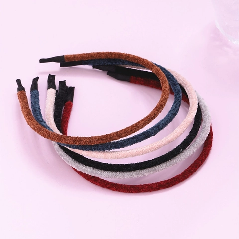 Diadema de Felpa de Moda Coreana para Mujer Antideslizante de Chenilla Color Sólido Minimalista Hecho a Mano Accesorios para el Cabello